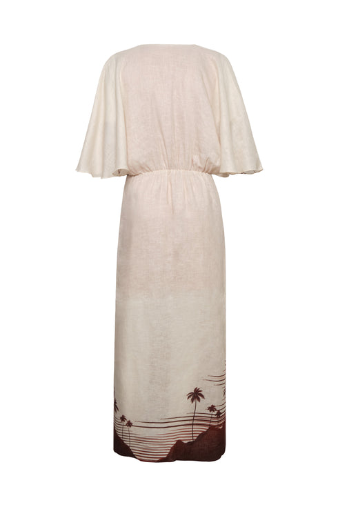 Topacio Linen Tunic / Red Tropical Landscape
